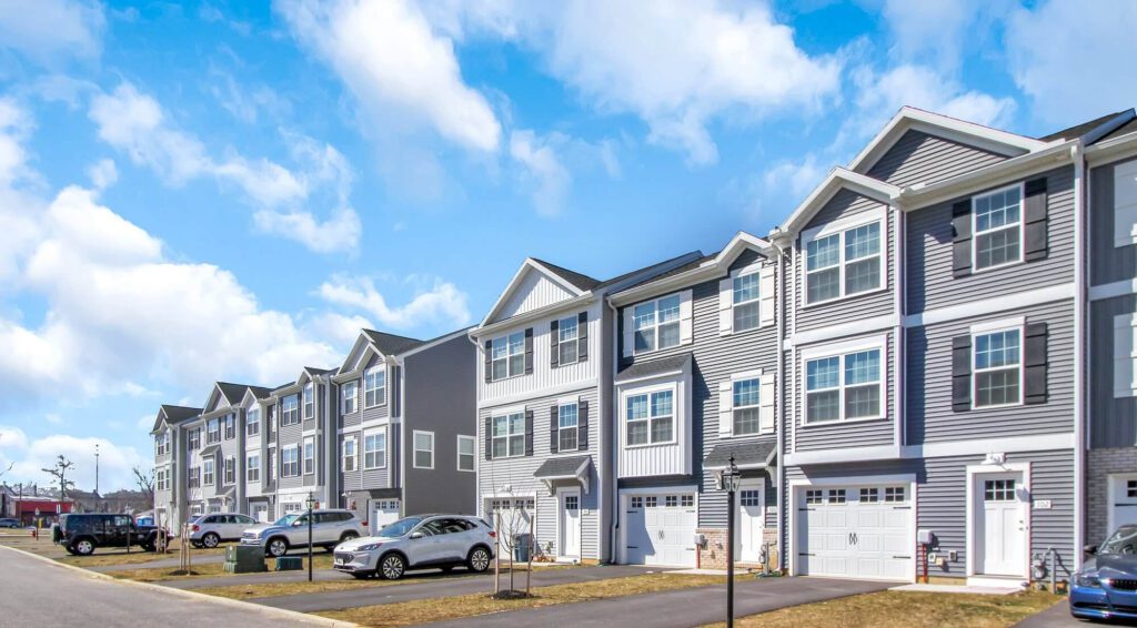 A row of townhomes in a beautiful community